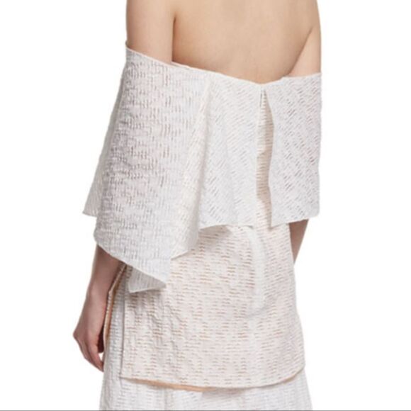 NWT Prabal Gurung Off-The-Shoulder Fold-Over Tunic Blouse, Porcelain - Picture 2 of 7